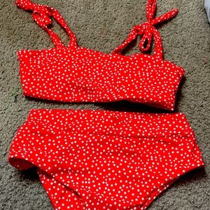 shein red polka dot bikini